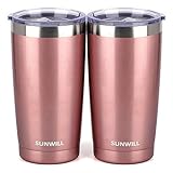 SUNWILL 20oz Tumbler with Lid (Rose Gold 2...