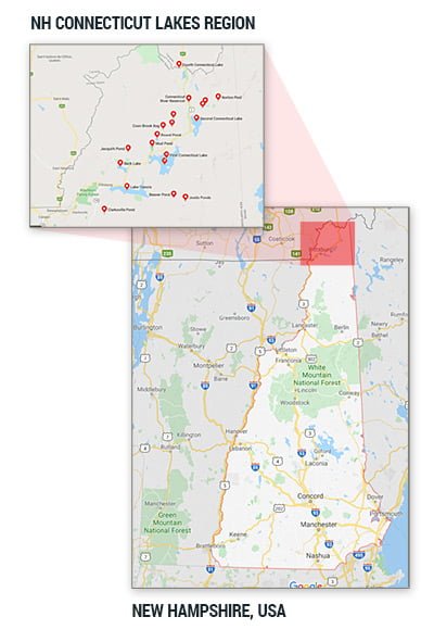 New Hampshire lakes region-map